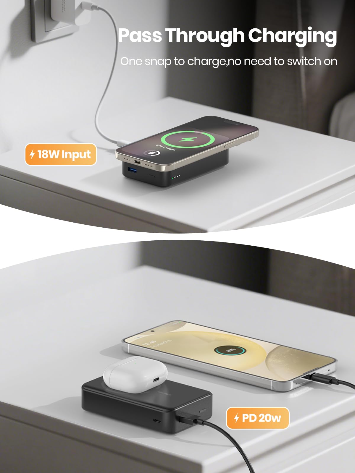 Amazon.com: Magnetic Power Bank 20000mAh Wireless Portable