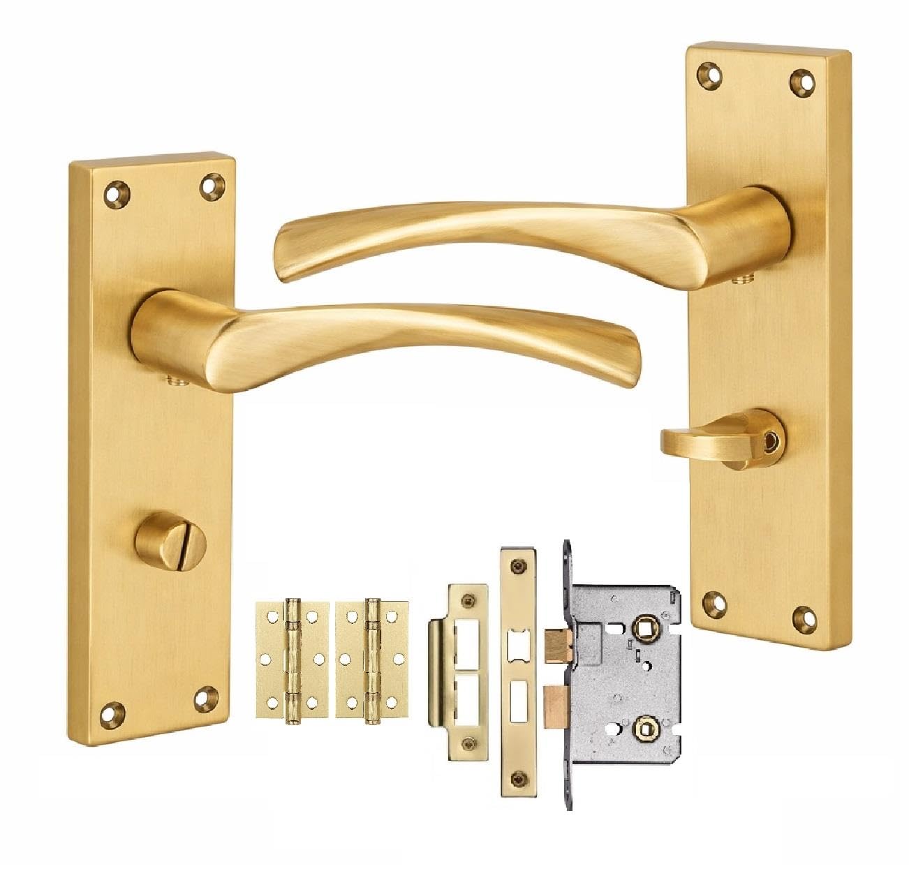 Golden Grace Satin Brass Astrid Victorian Bathroom Door Handles Bathroom Mortise Lock Hinges Finish 150Mm Long