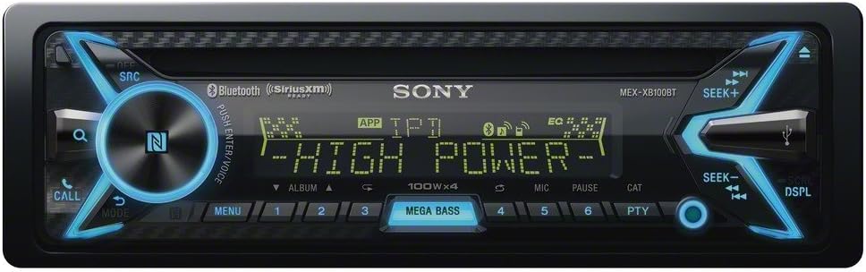 Front view of Sony MEX-N5300BT car receiver with blue illumination