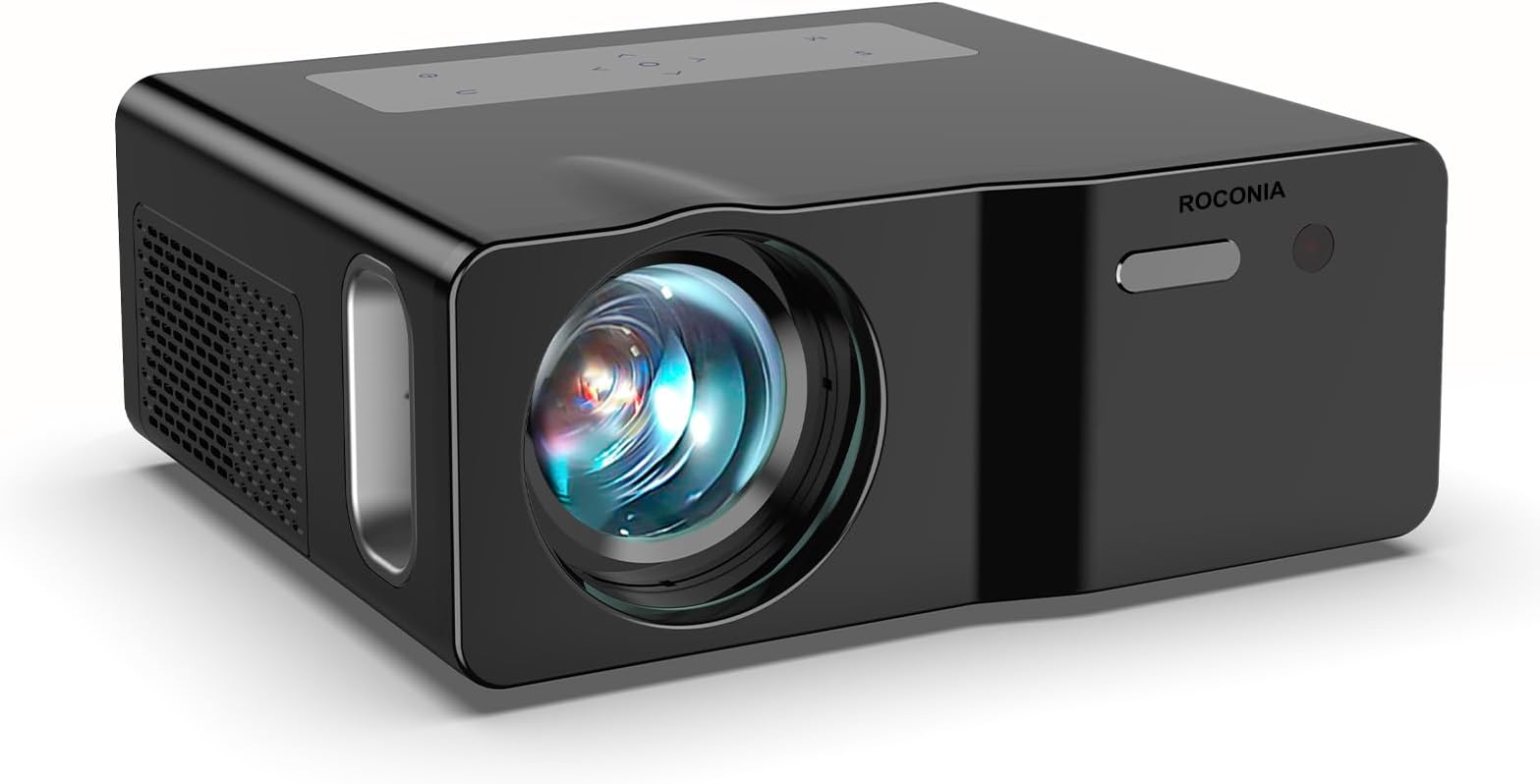 Roconia 5G WiFi Bluetooth Native 1080P Projector[Projector Screen Included], 9000LM Full HD Movie Projector, 300" Display Support 4k Home Theater,Compatible with iOS/Android/XBox/PS4/TV Stick/HDMI/USB