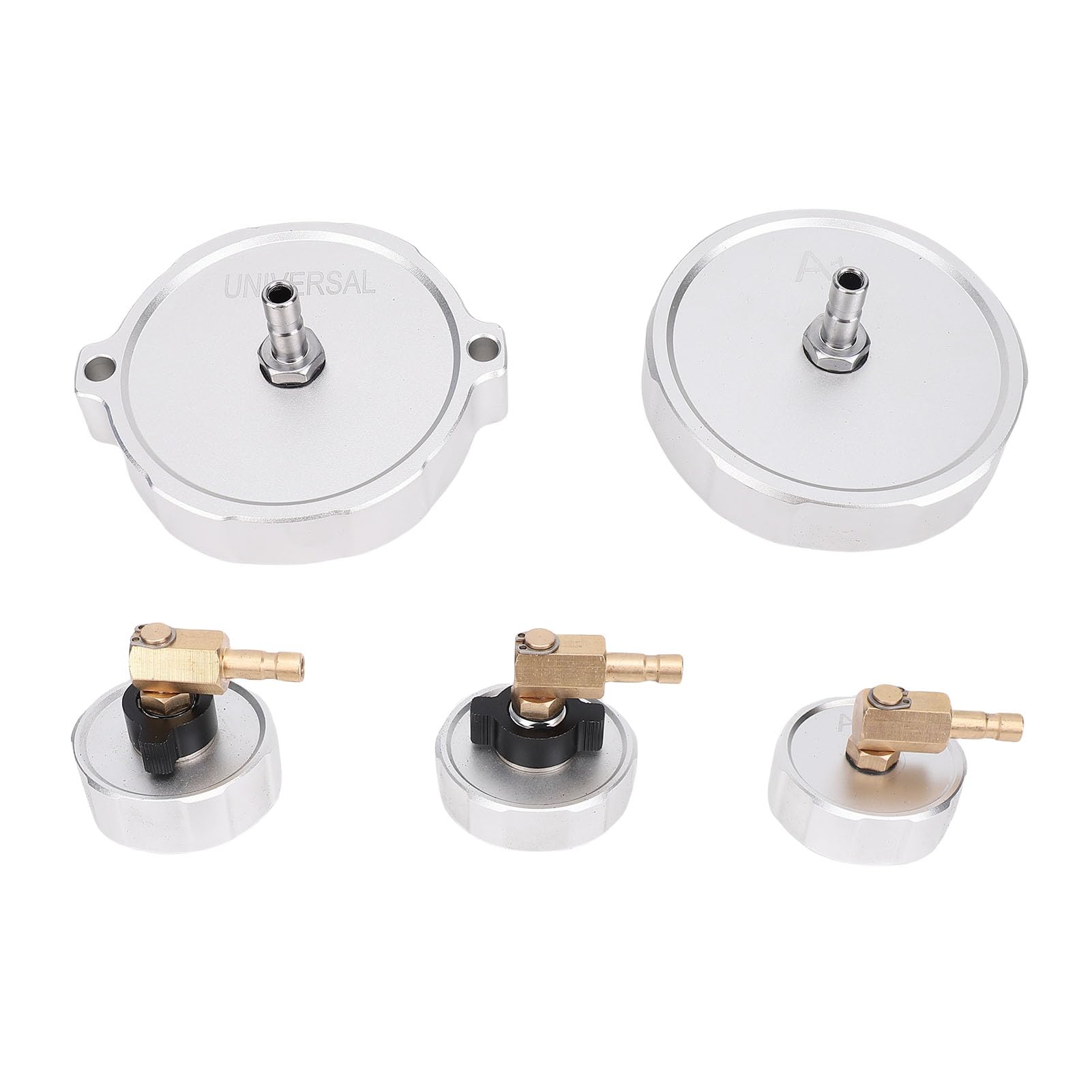 Juego de Adaptadores de Purga de Frenos de Aluminio Eficiente Universal para la Mayoría de los Automóviles para Purga de Líquido de Frenos para Taller Mecánico de Automóviles 5 Piezas