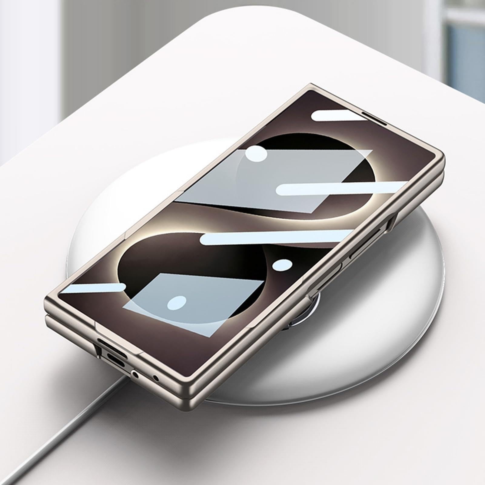 Custodia Per Samsung Galaxy Z Fold 8 Ultra, Antiscivolo Magnetico Case | With Ricarica Wireless Anti-Impronta Wristband Custodia(Silver)