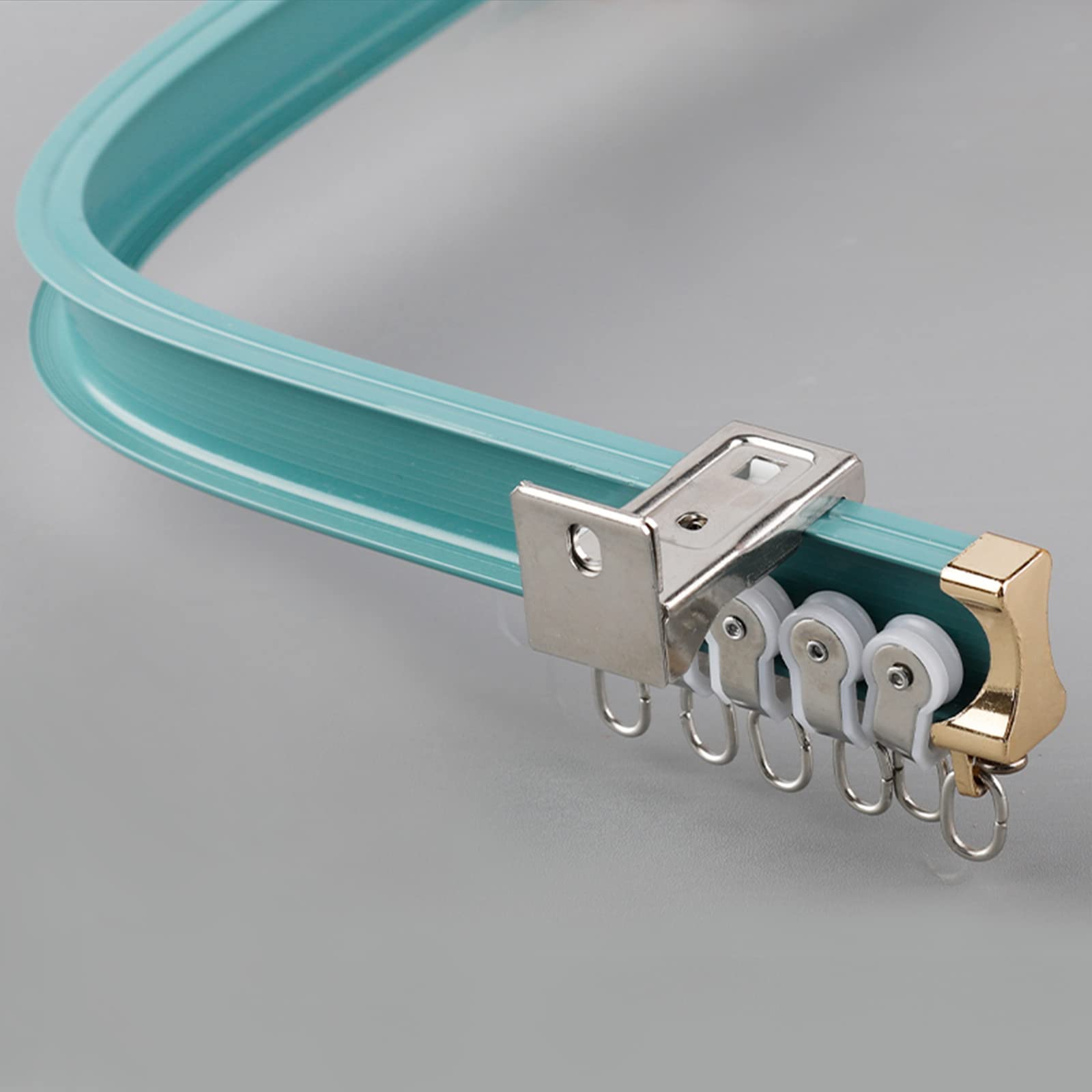 QWORK® - Binario tenda 2 m, in plastica PVC flessibile di fissaggio, binario a soffitto, binario di tendaggio, accessori per guide scorrevoli