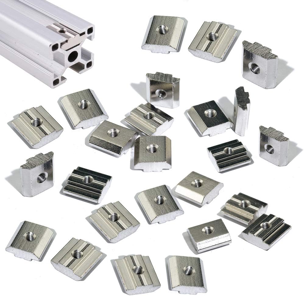 20pcs M5 Slide in T Nut Drop in Nut Roll-in T-nut for 3030 Sereis Slot 8mm Aluminum Extrusion Profile