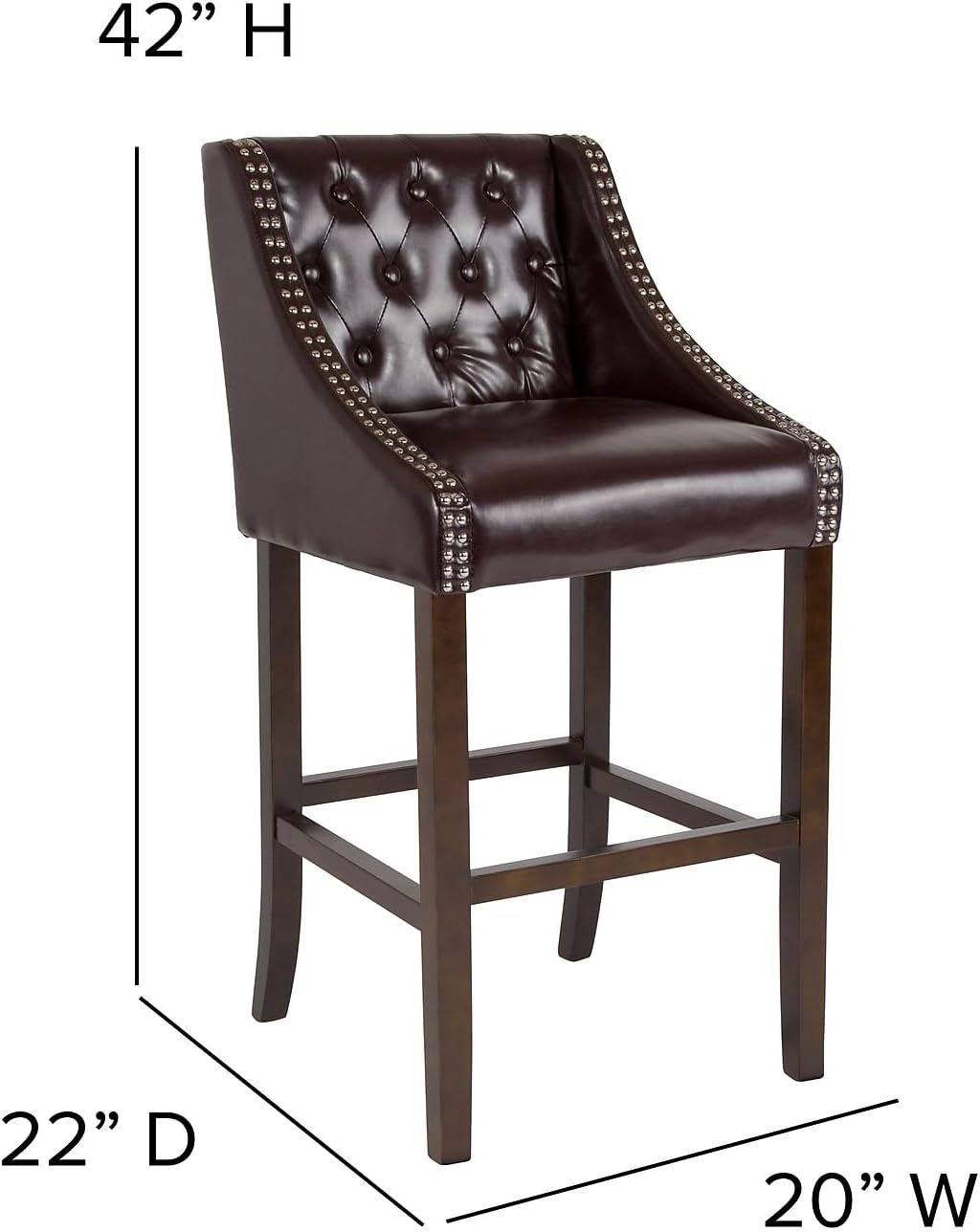 Saddle Style 32" Brown Leather and Wood Barstool