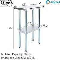Vista 467 de Mesa de trabajo de acero inoxidable, mesa de metal