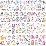 Qpout 12 Sheets Unicorn Temporary Tattoos for Kids Girls, Cute Unicorn Theme Fake Tattoo Stickers, C
