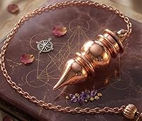 Vista 7 de Péndulo abierto de punto de cono de metal de cobre de diseño único. péndulo curativo de Reiki para adivinación y radiestesia.