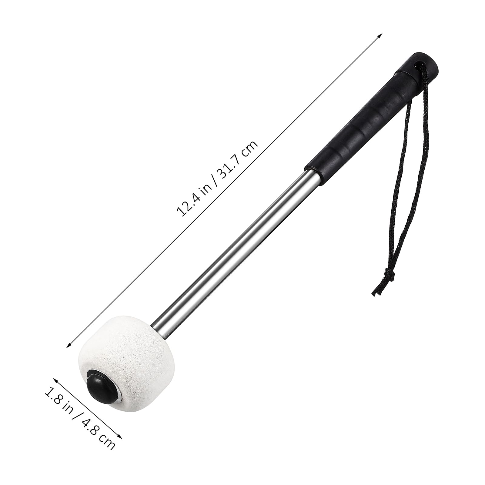 Vaguelly 2 Stück Drum Mallets Mit Filzkopf Und Edelstahlgriff Leichte Trommelstöcke Für Schüler Und Erwachsene Tragbare Percussion Schlägel Für Schlagzeug Übung Und Marschtrommel