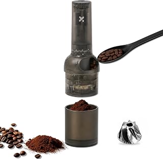 Portable Electric Coffee Grinder, 45 Settings Stainless Steel Conical Burr Grinder with USB-C Rechargeable Battery, Built-in Bean Chamber,Viewing Window, 20-80g Grounds Container(Smoke Gray)
