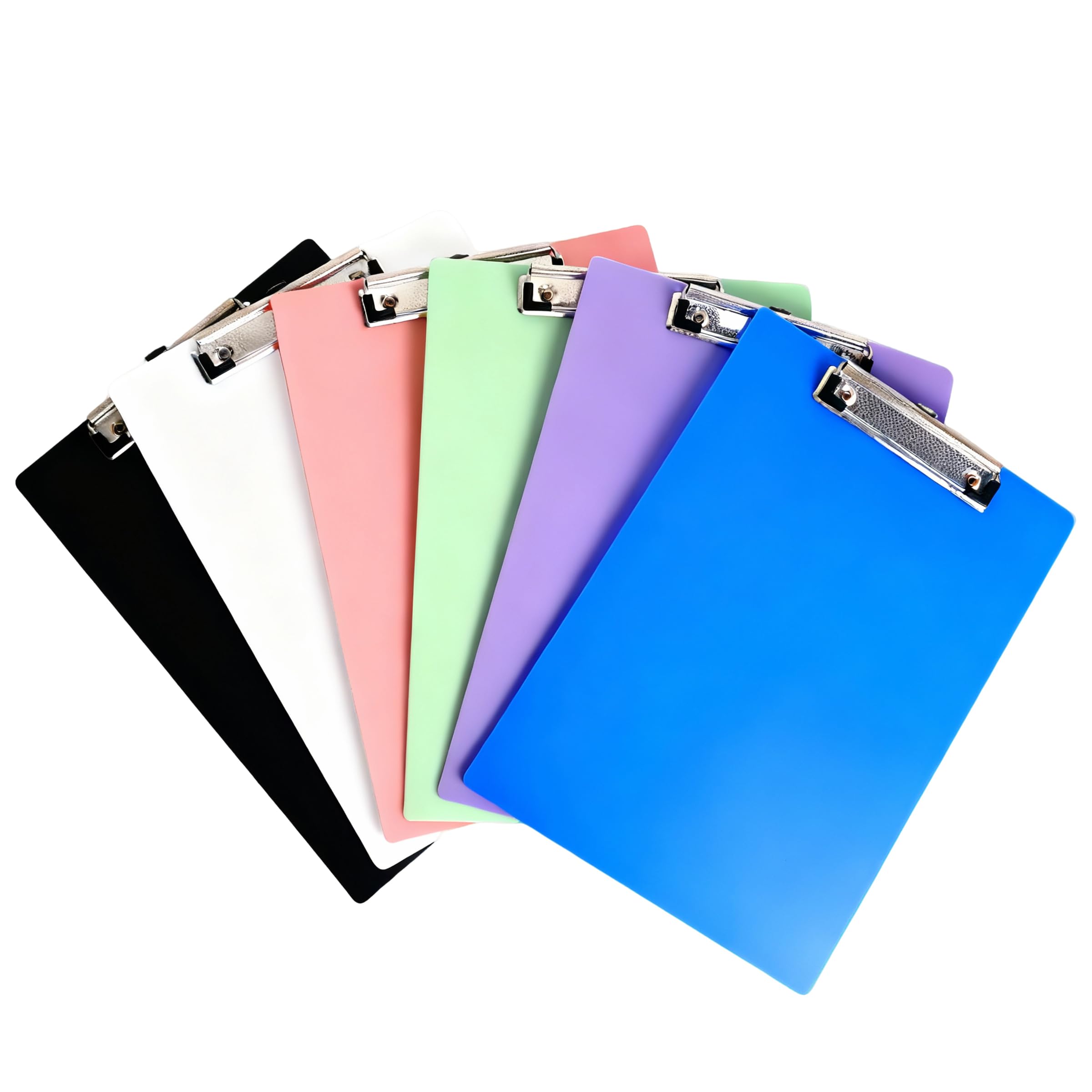 6Pcs Plastic Clipboard, Colorful A4 Clipboard Paper with Holders and Low Profile Clip for Office, Work, Classroom, Business