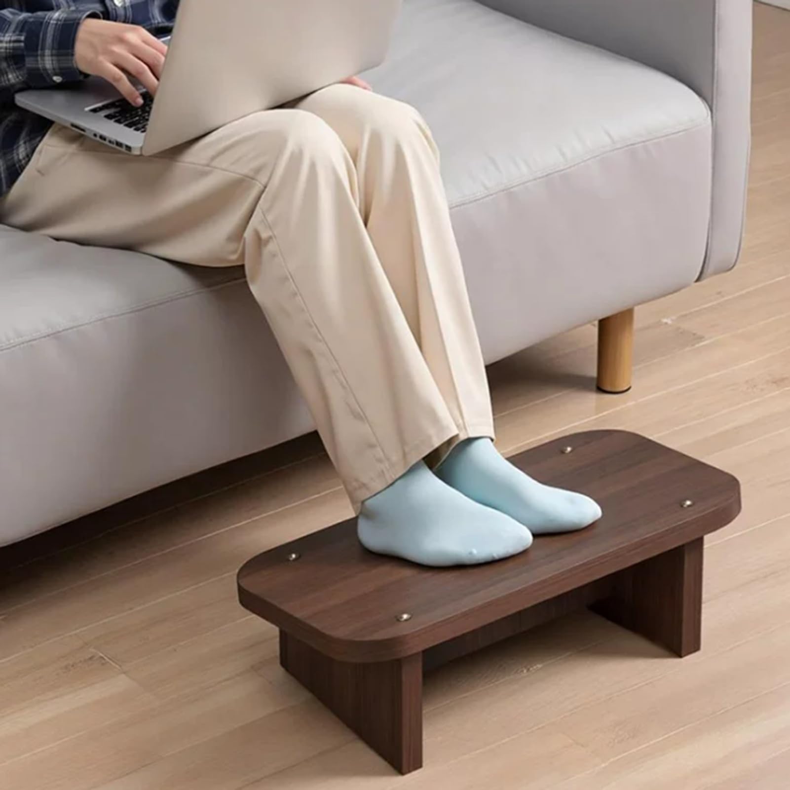 Poggiapiedi Ergonomico In Legno, Poggiapiedi Sotto La Scrivania | Poggiapiedi for sedia for poggiagambe, con angolo di inclinazione di 20°, carico massimo 120 kg(Color1,34x24x13cm)