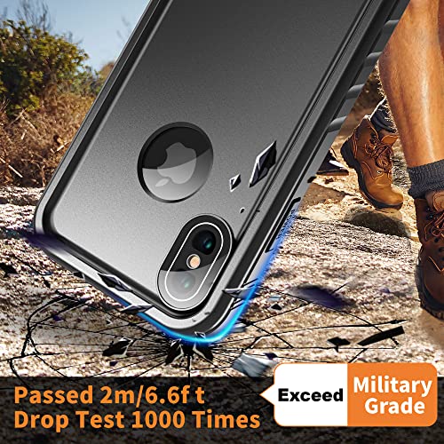 Cozycase TOP Military Shockproof IP68 Waterproof Case for iPhone X/XS Heavy Duty 360 Full Body With Screen Camera Protector Double Dustproof Hard Tough Protective X XS Front Back Cover Black - Image 4