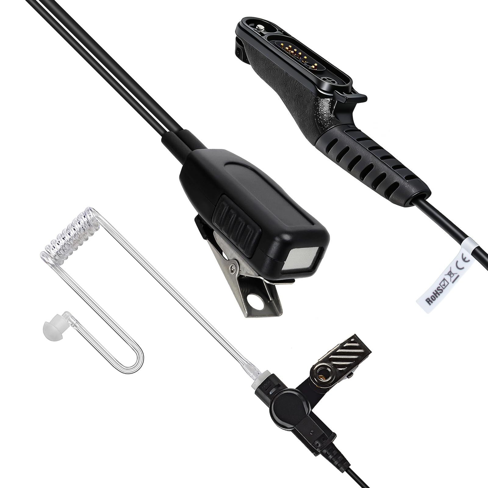 TWAYRDIO Auricolare di sorveglianza con microfono per Motorola MOTOTRBO R7 ION MXP600 APX N70 radio bidirezionali, auricolare walkie talkie con tubo acustico nascosto con microfono per polizia di