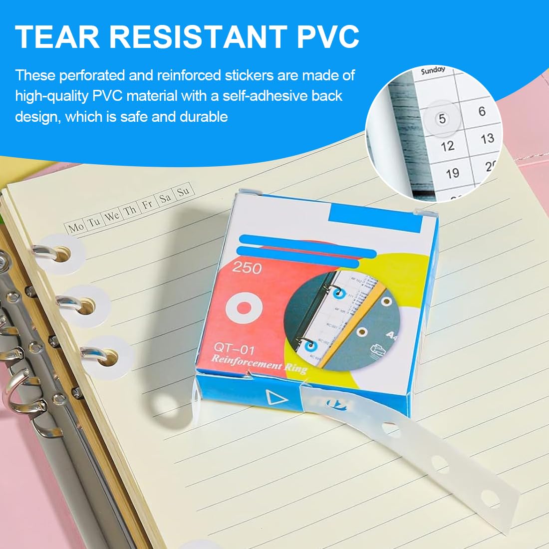 1000 Rinforzi Fori Per Fogli - Diametro 13 Mm, Trasparenti, Adesivi, Per Quaderni E Raccoglitori - Foto 10