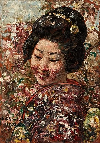 Impression sur toile Fille de Hornel 60x90cm poster peinture pour décoration de salon