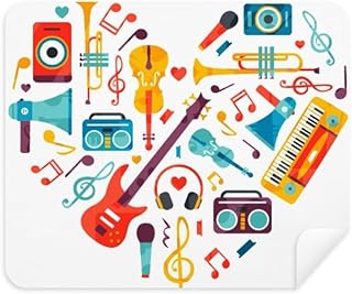 Guitar Music Instrument Heart Pattern Cleaning Cloth Screen Cleaner 2pcs Suede Fabric