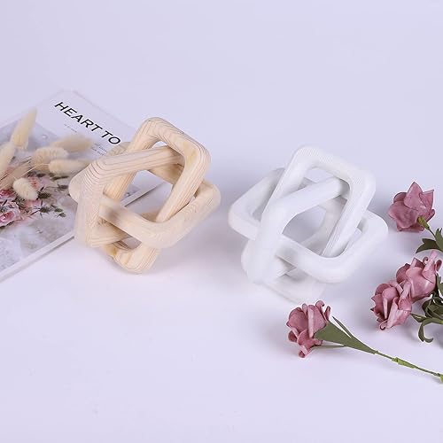 Miniatura 20 de Decoración de mesa auxiliar con nudo de madera, decoración de eslabones de cadena de madera, decoración de estantes, decoración de mesa,