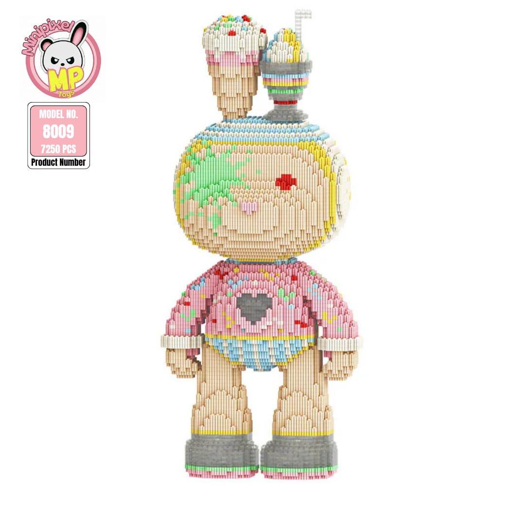 Generisch MP-8009 MOMO Ice Cream Bunny (7250 Teile), 55 cm, Eiscreme Weihnachts-Hase, Mikro-3D Klemmbaustein Set für Erwachsene und Jugendliche, Süße Deko & Sammlerstück