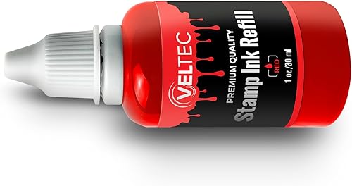 Miniatura 2 de Veltec Tinta de recarga de sello autoentintado, botella exprimible  1 oz (rojo)