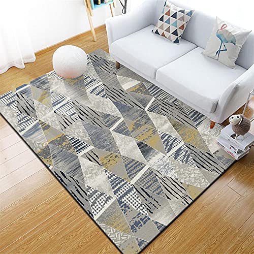 Tapis de sol salon géométrique design orchidée jaune et gris de haute qualité