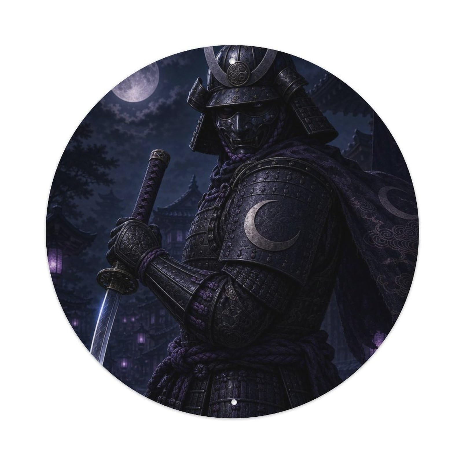 Okngb Style Ronin Onyx Shadow Reverse Grip Stance Warrior Seal Metal Tin Sign Plaque Wall Decor For Cafe, Man Cave, Club Bar, Office, Home Garden Round Metal Poster 8X8inch