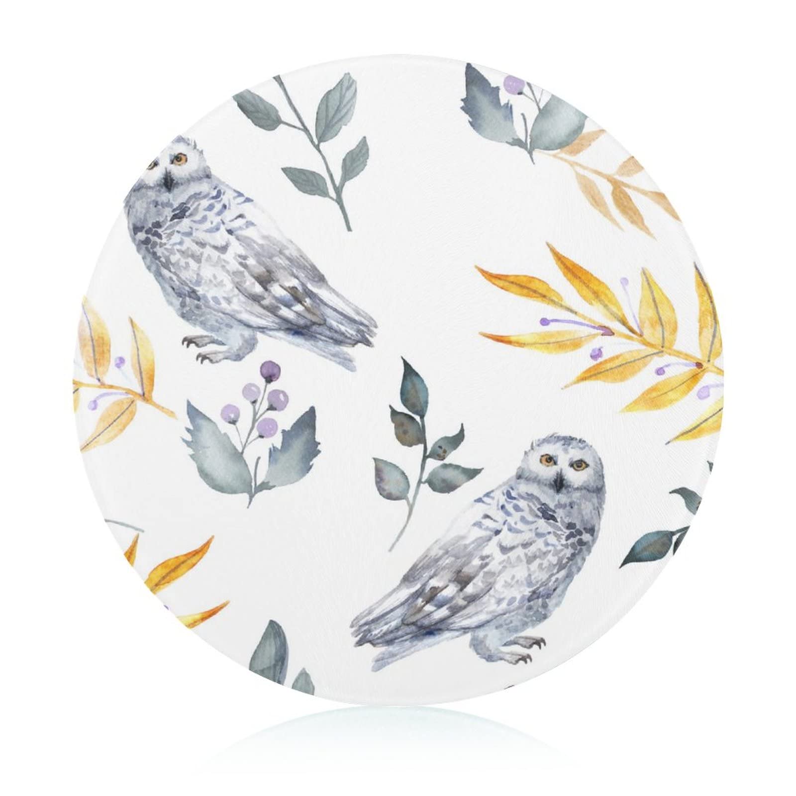 Planche à découper en verre Hibou Blanc 20 cm pour cuisine