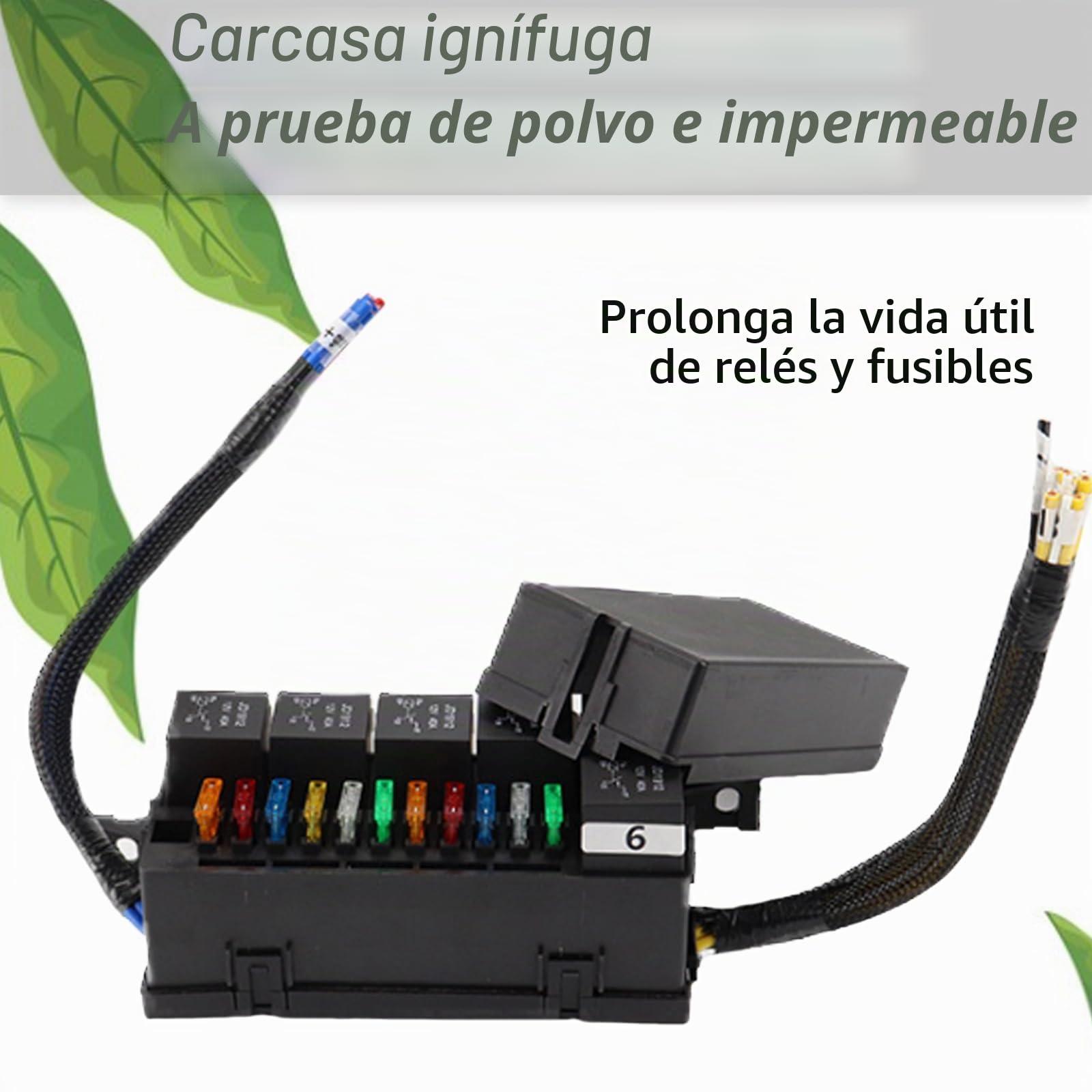 Caja de Fusibles y Relé de 12 V, Caja de Relé de 12 V y Fusible con 11 Ranuras para Fusibles de Hoja ATC ATO Caja de Relé Fusible Universal Impermeable para Coche, Camión Automotriz Barco