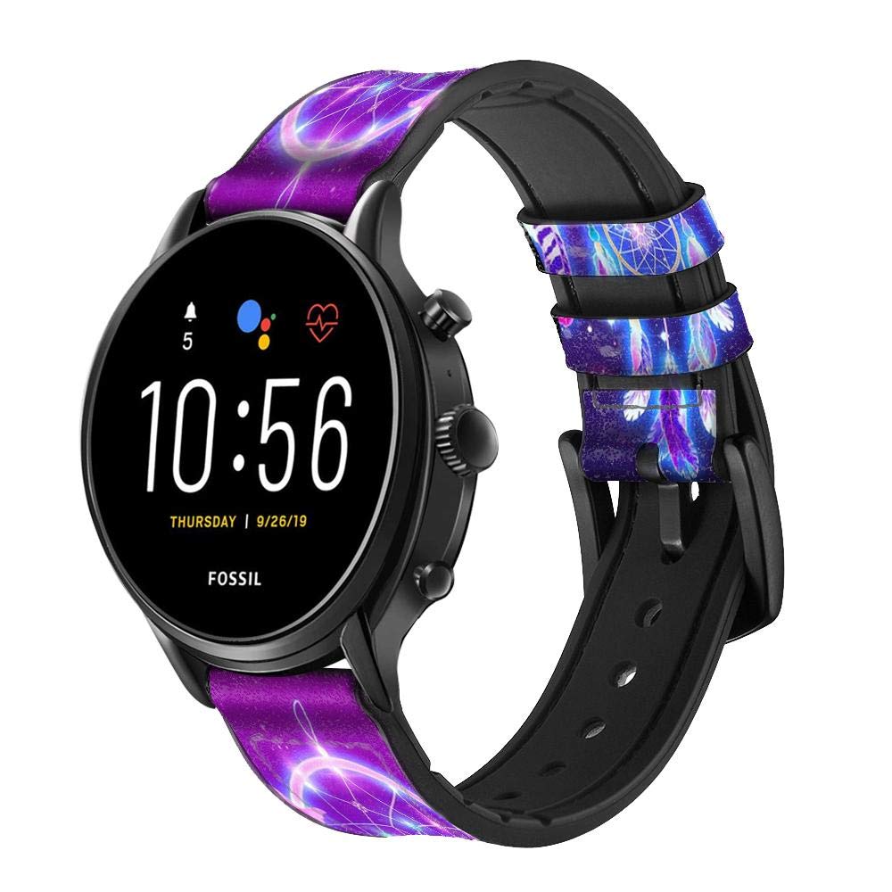 Cute Galaxy Dream Catcher Correa de Reloj Inteligente de Cuero para Fossil Hybrid Smartwatch Nate, Hybrid HR Latitude, Hybrid Smartwatch Machine Tamaño (24mm)
