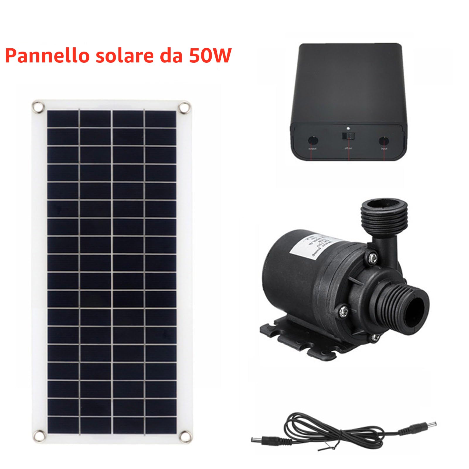 Pompa per fontane solari con pannello 100W, batteria integrata per giardini