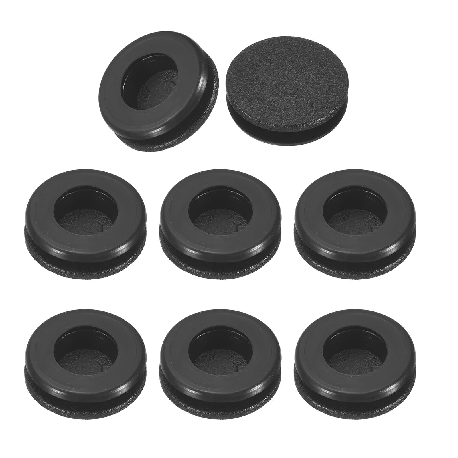 Unifizz 24Pcs Rubber Cables 3/8"(10mm) Drill Hole, 1/4"(9mm) Single-Sided Hole Plug Ring Gaskets for Cable, Cord Protection Worktops, Cabinets, Appliances and Electrical Panels, Black