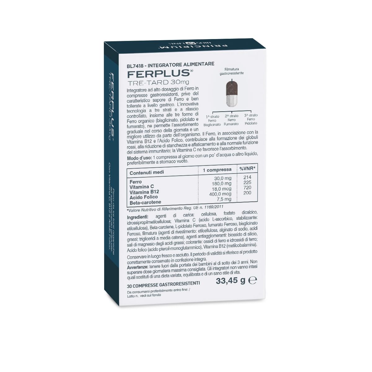 Bios Line Principium FerPlus Tre-Tard 30 Cps Gastroresistenti
