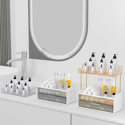 Miniatura 7 de GTI Organizador de maquillaje de 3 capas para tocador, organizador de baño grande para cosméticos, perfumes y cuidado de la piel, organizador de