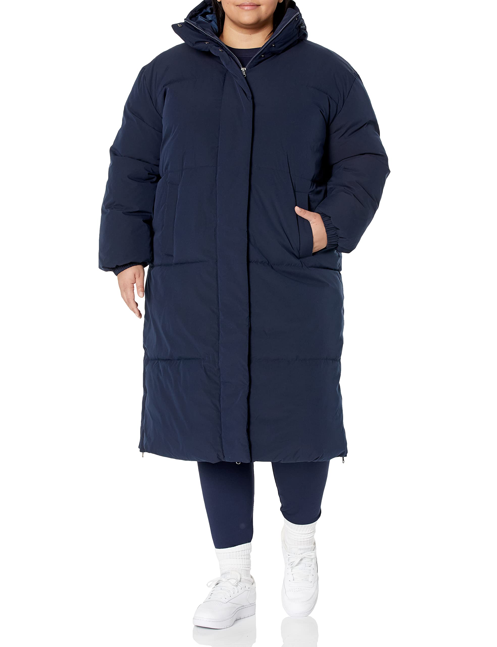 Amazon Essentials Damen Lange Oversize-Daunenjacke mit Kapuze (in Übergröße erhältlich)