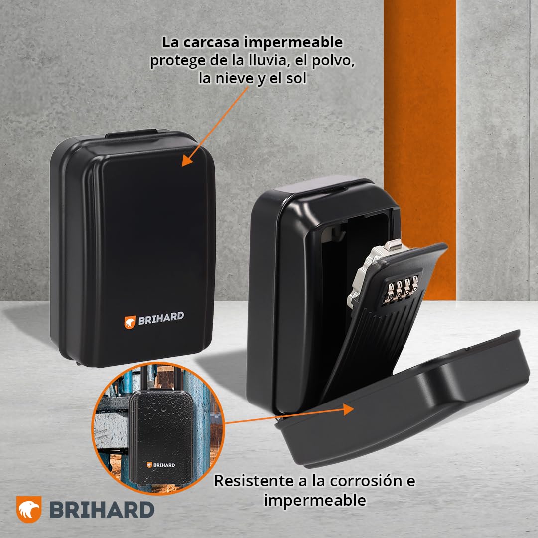 Caja Seguridad Llaves All Season XL Con Protector Impermeable, para Pared Exterior, Segura con Cerradura de Combinación de 4 Dígitos, Resistente a la Intemperie para Llaves de Casa y Coche