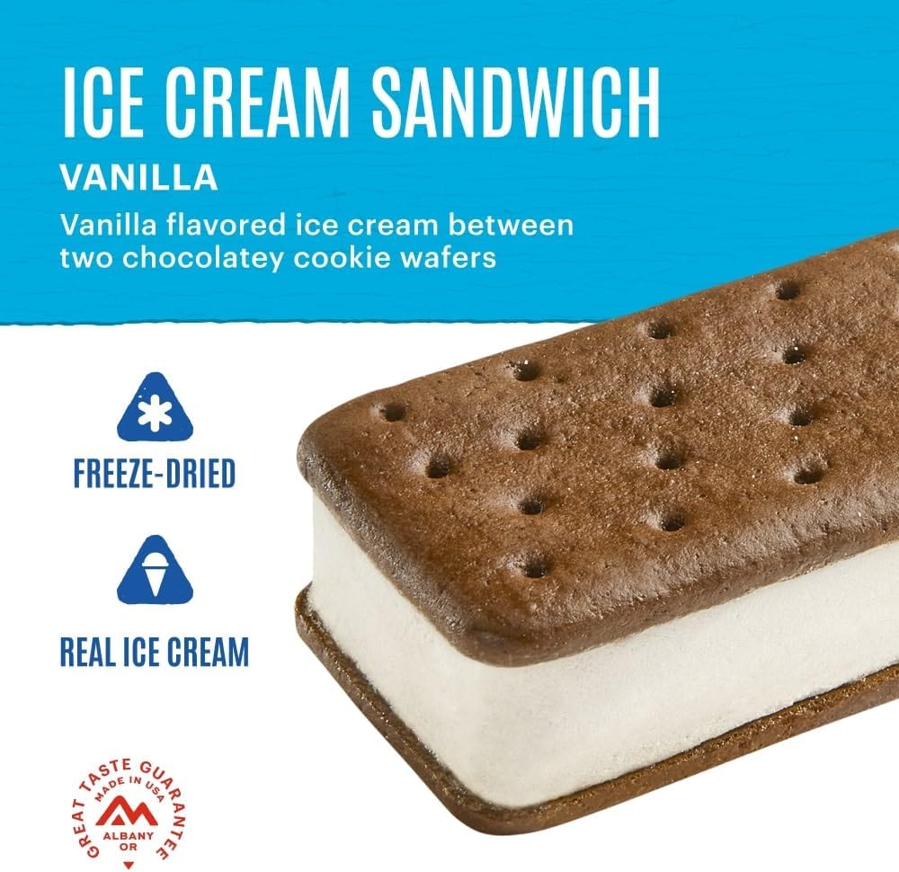 Mountain House Ice Cream Sandwich | Freeze Dried Backpacking & Camping Food | Ready to Eat