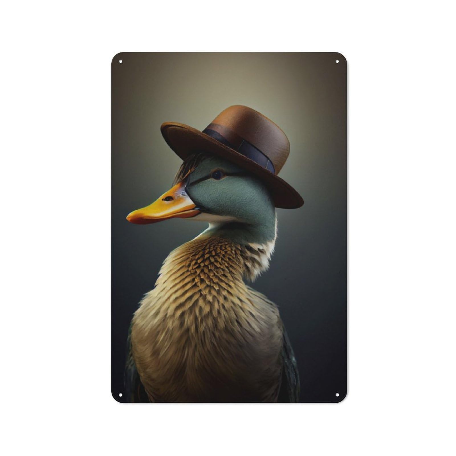Junmoney Duck Hat Retro Metal Wall Sign 30X20cm For Guest Room Or Hallway, New-Space Wall Decor For Home Decor Collectors