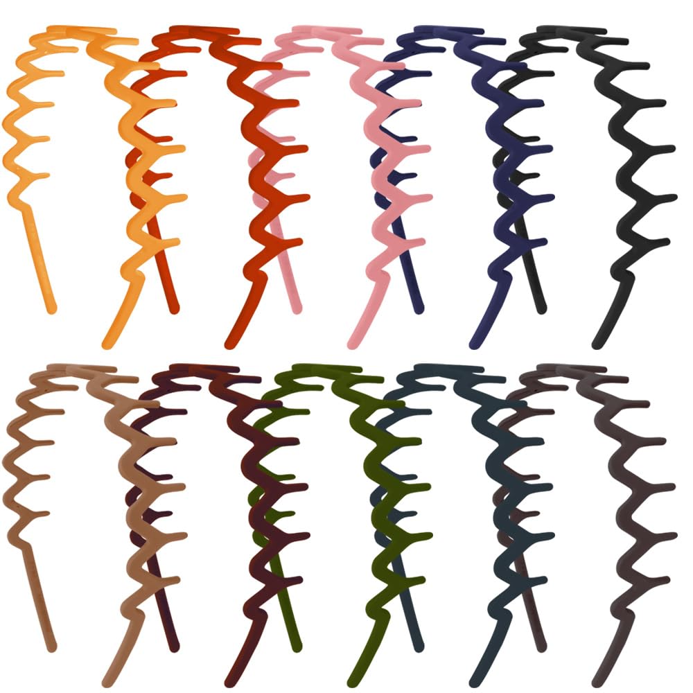 FASOTY 10 PCS Zig Zag Headbands Plastic Hair Bands Women