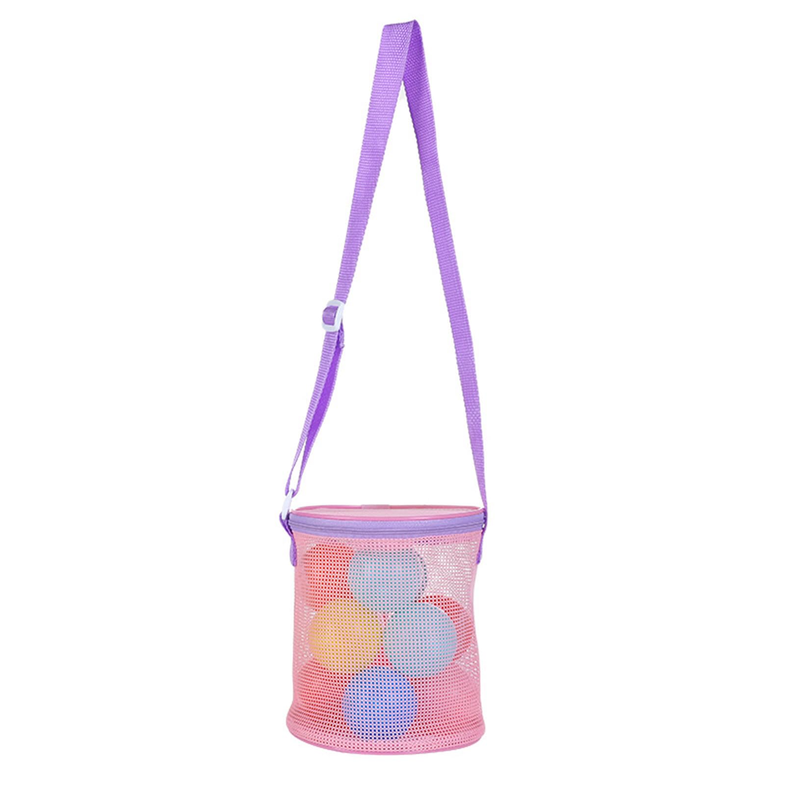 Jazuaiao Beach Bag Beach Toy Bucket Bag Toy Storage Seashells Bucket Net Shoulders for Vacations Mesh Seashells Storage Net Sand