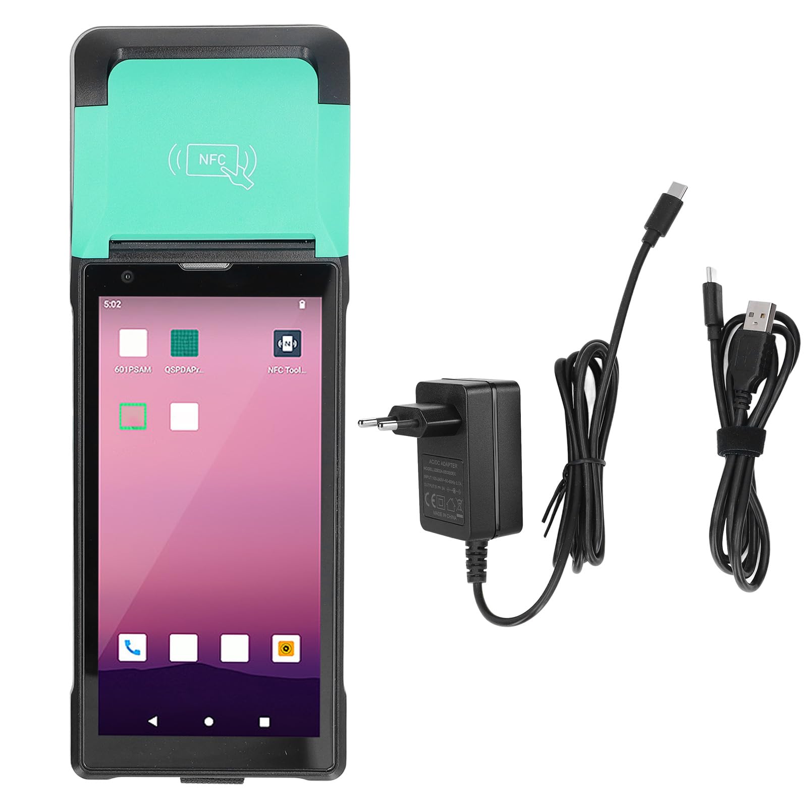 Skanowanie RFID Urządzenie Drukujące 6-calowy Ekran IPS HD 1D 2D NFC Przenośny Skaner Drukarka 100-240VAC dla Androida 12.0 (-1019240008012)