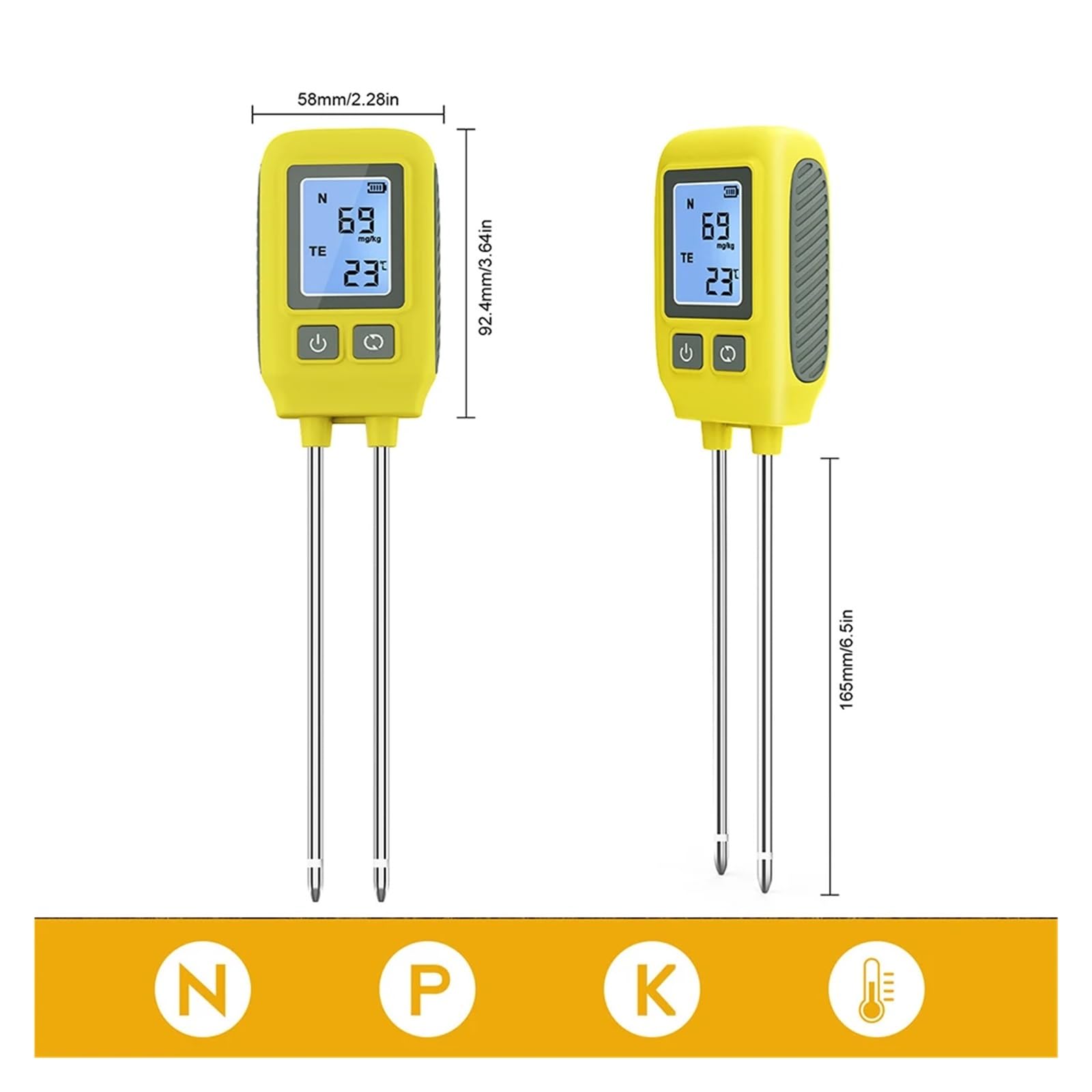 Miernik gleby, Tester NPK gleby LCD Podświetlenie detektora gleby 4 w 1 Nawóz glebowy Miernik składników odżywczych Analizator temperatury NPK do szklarni Great Garden, Wykorzystanie trawnika