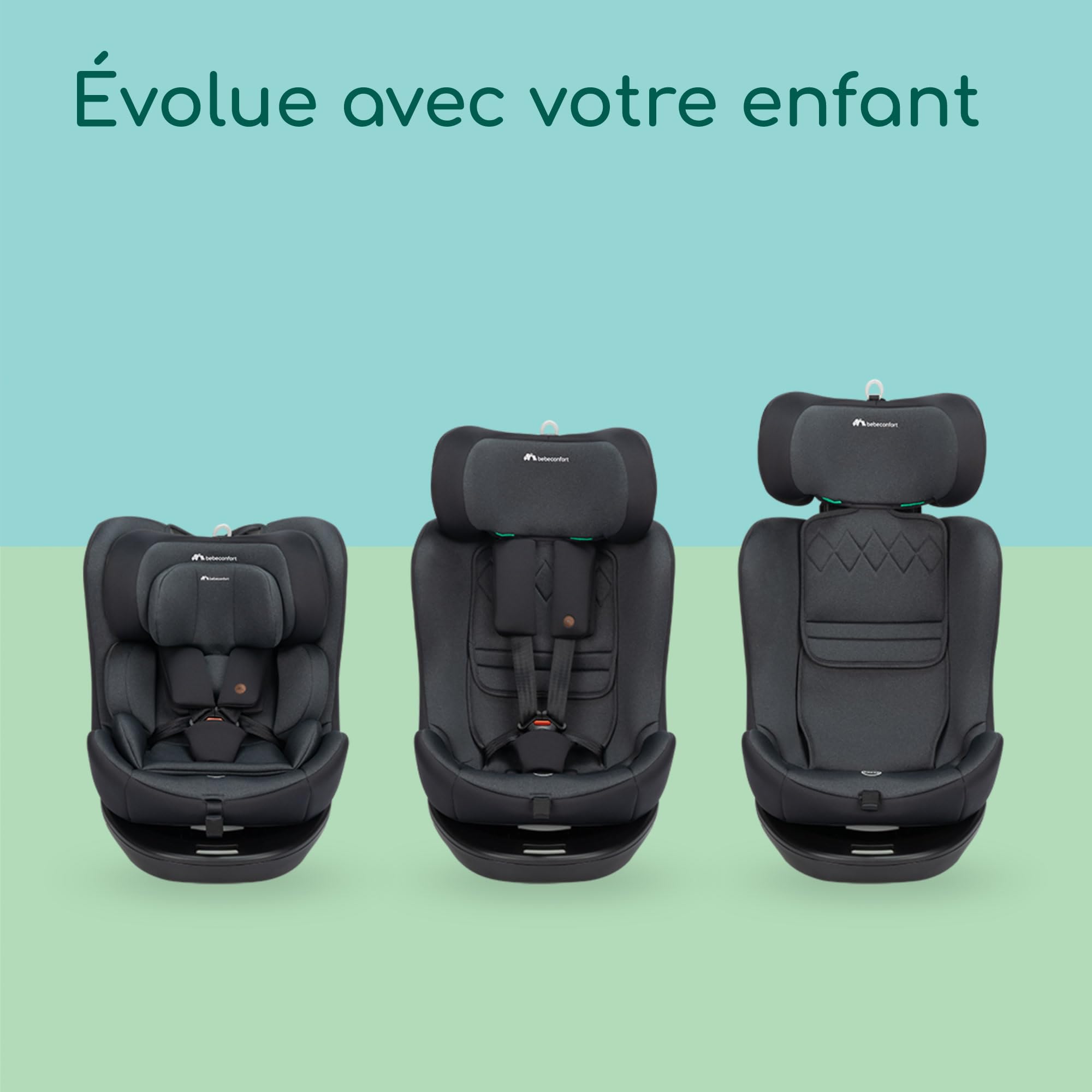 Bebeconfort EvolveFix i-Size Siège Auto 360 ISOFIX 0-12 Ans 40-150cm Noir Teinté