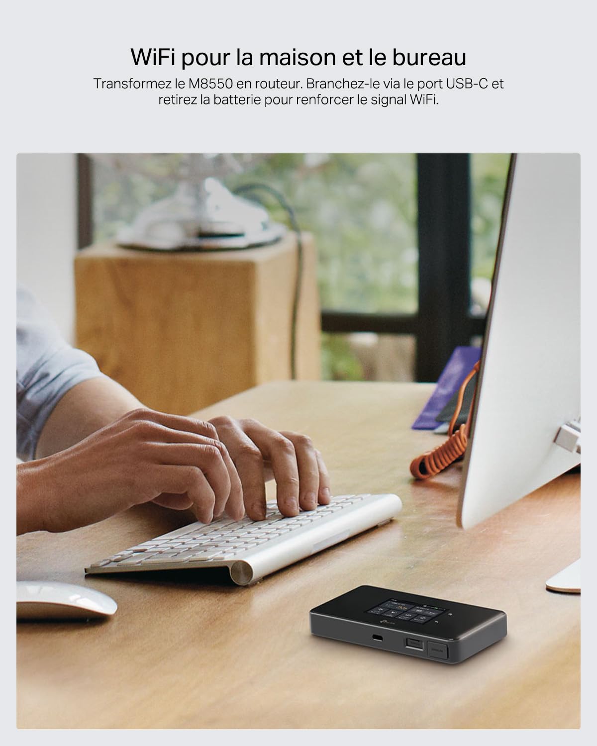 TP-Link M8550 Routeur Mobile 5G Tri-Band, WiFi 6E AXE3600, Jusqu’à 3.4 Gbps, 32 Appareils, Batterie 4680 mAh, Antenna Ports, Écran Tactile, déverrouillé Toutes Les Nano SIM, USB-C, 1 WAN/LAN Gigabit