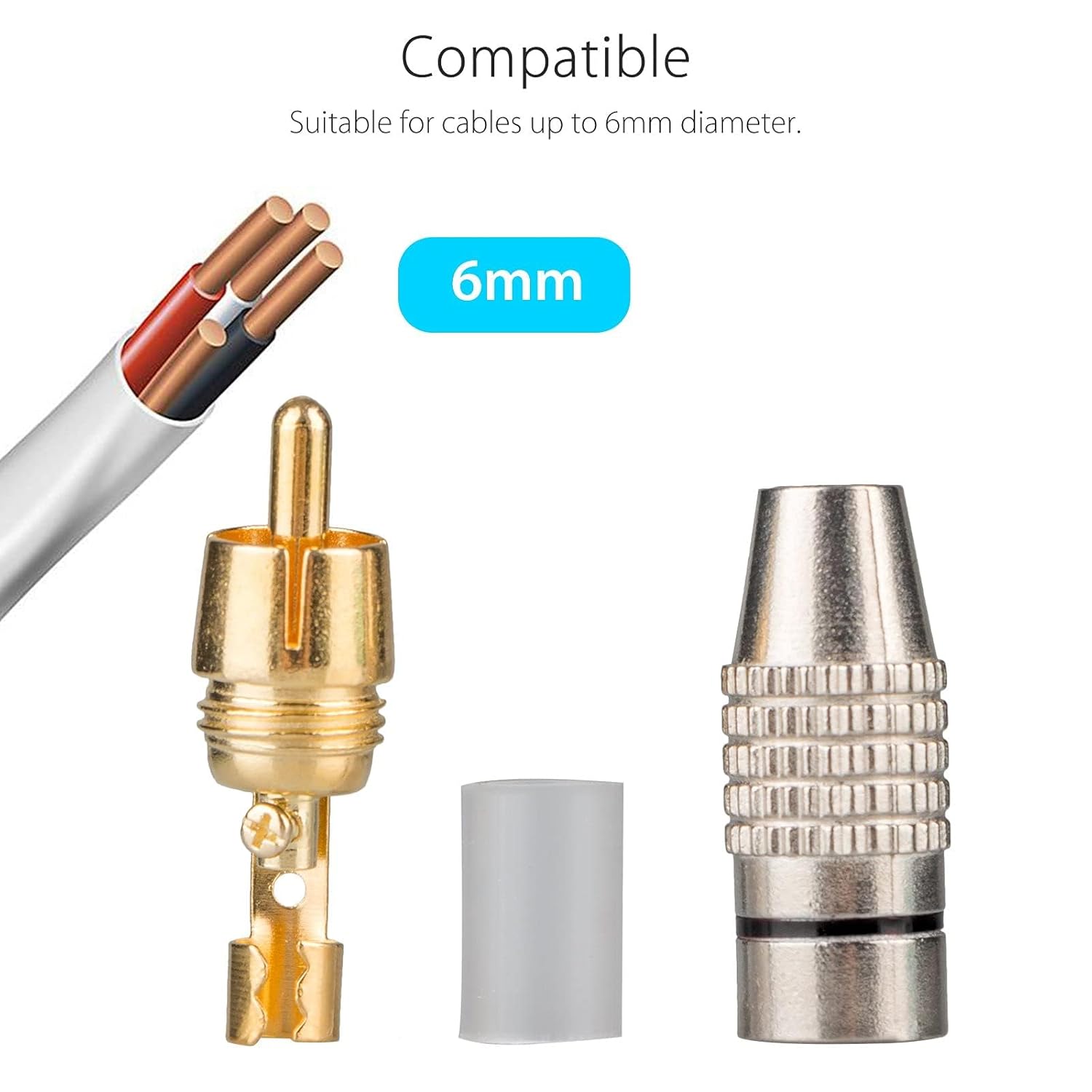 EEEKit 20Pack RCA Male Plug Solder, Gold Audio Video Adapter Connector for Speaker Wire Wall Plate Home Theater Audio Video Receiver Amplifiers and Sound Systems - Image 3