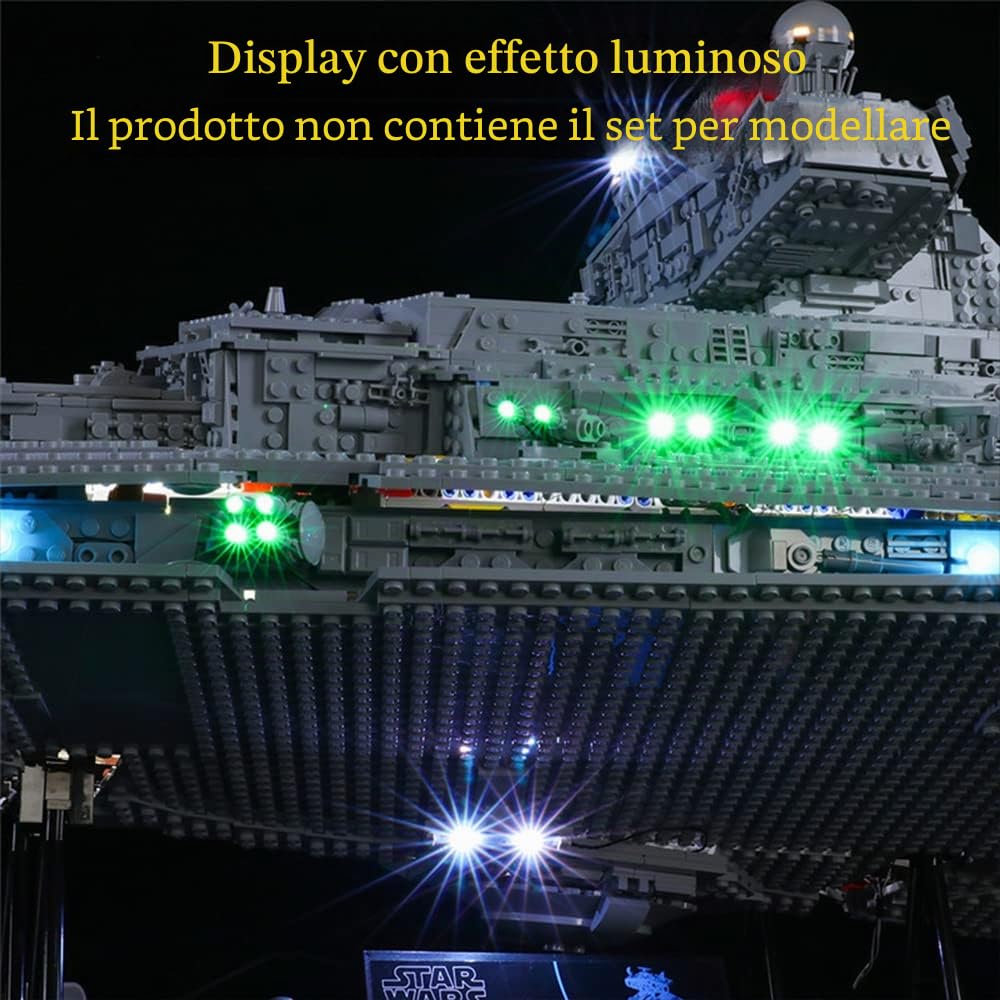 GEAMENT Set di Luci LED (Telecomando) Compatibile Con LEGO Imperial Sternzerstörer (Imperial Star Destroyer) – Kit Di Illuminazione per Star Wars 75252 (Modello di mattoncini non incluso)
