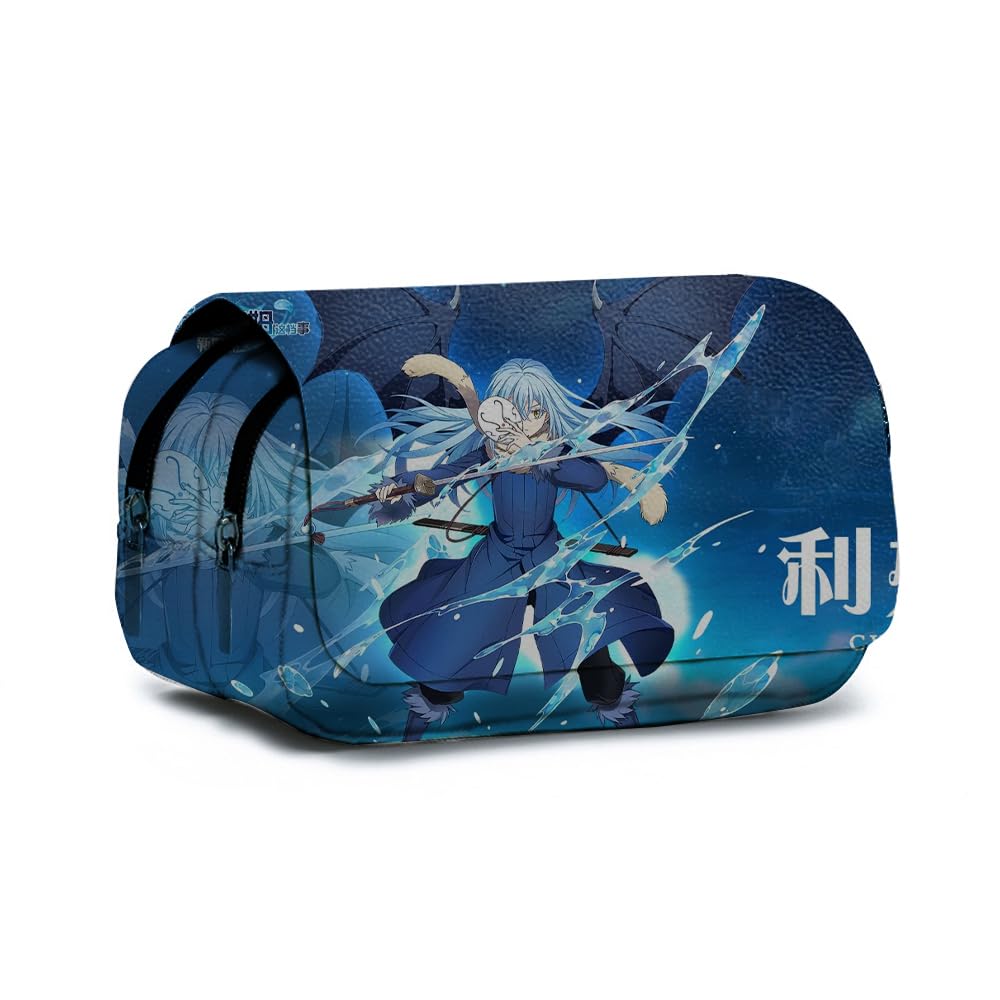 Xinchangda That Time I Got Reincarnated as a Slime Pencil Case Rimuru Tempest Anime 3D Printed Double Zipper Stationery Case Cartoon Pen Bag for Boys and Girls