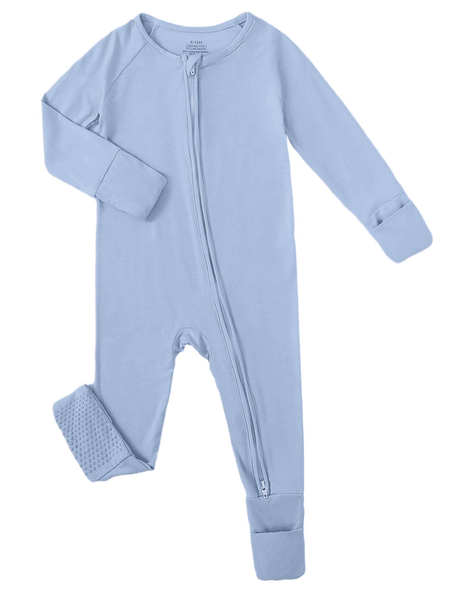 DEFAHN Viscose from Bamboo Footless Romper Footies Baby Onsies with Mittens Double Zipper Onsis for Baby Jumpsuit Long Sleeve