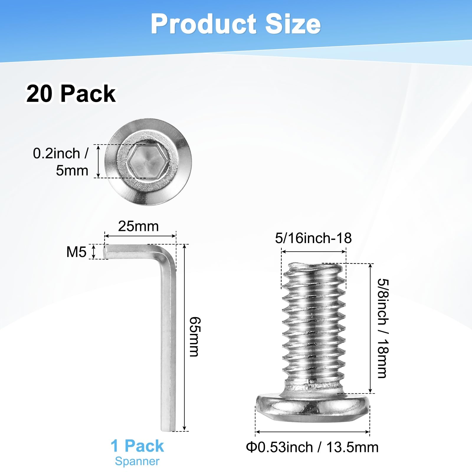 M METERXITY 20-Pack Flat Head Socket Cap Screws - Image 3