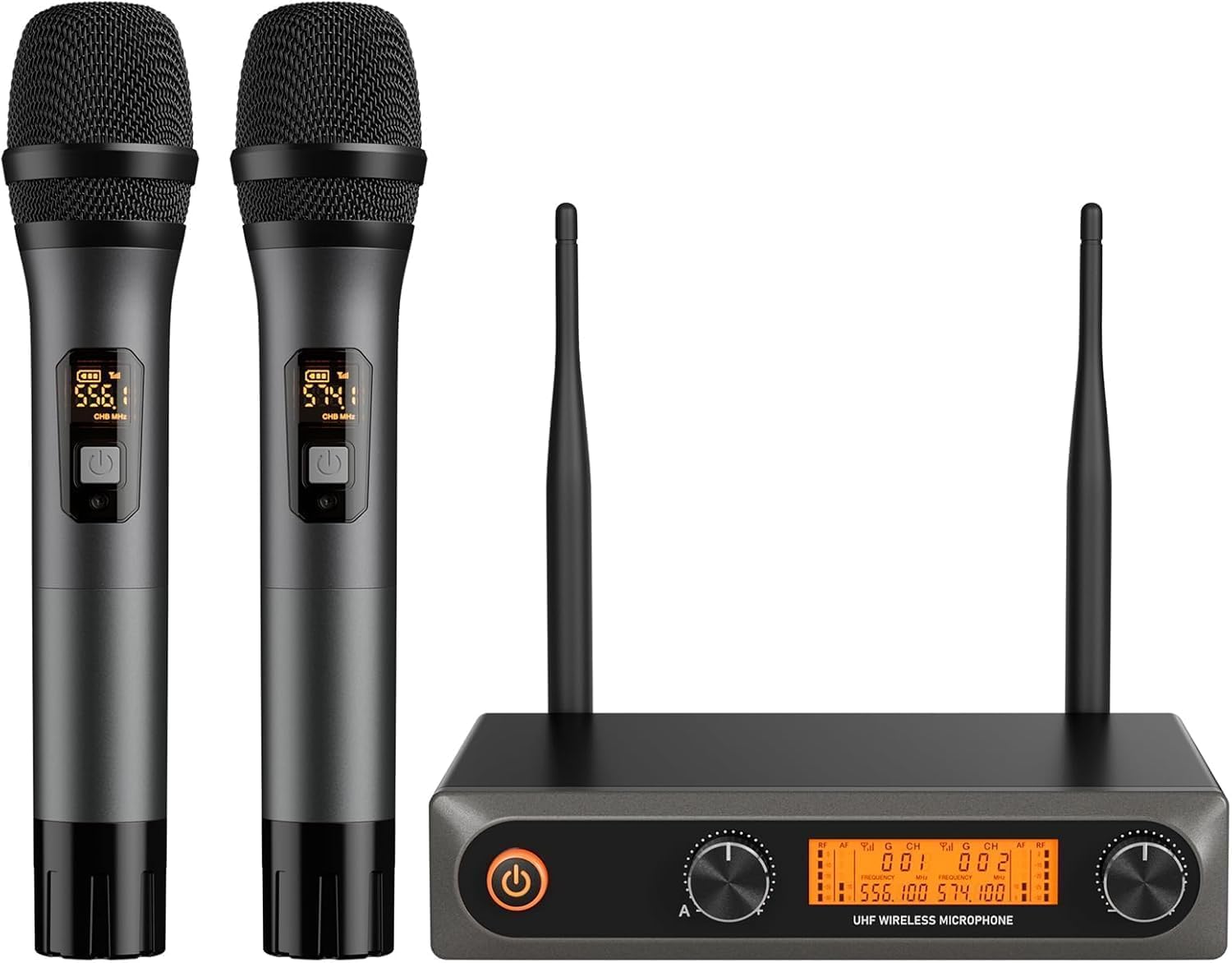 Wireless Microphones, Dual UHF Wireless Microphone System with Professional Metal Handheld Dynamic Mics, 200ft Range for Karaoke, Singing, DJ, Church, Wedding & Party, Home KTV Set