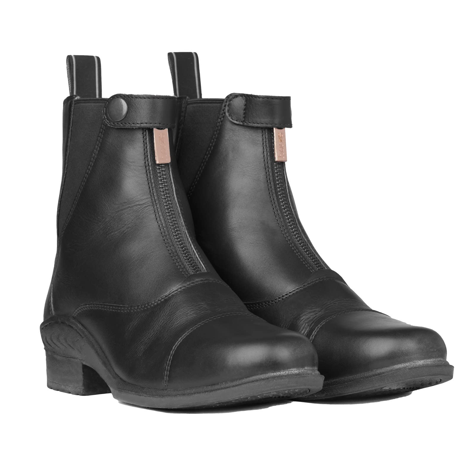 HORZE Bottines Jodphur en Cuir Rose avec Fermeture éclair sur Le Devant